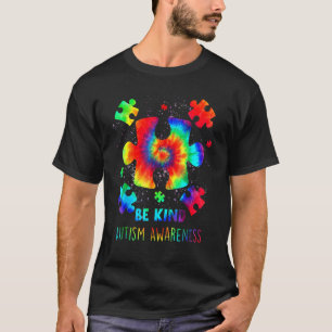 Be Kind Tie Dye Autism Awareness Puzzle Pieces Men T-Shirt