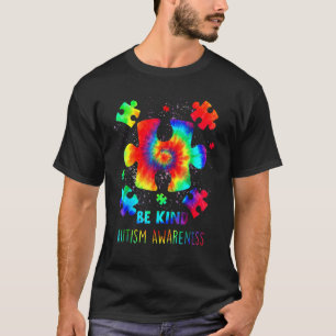 Be Kind Tie Dye Autism Awareness Puzzle Pieces Men T-Shirt