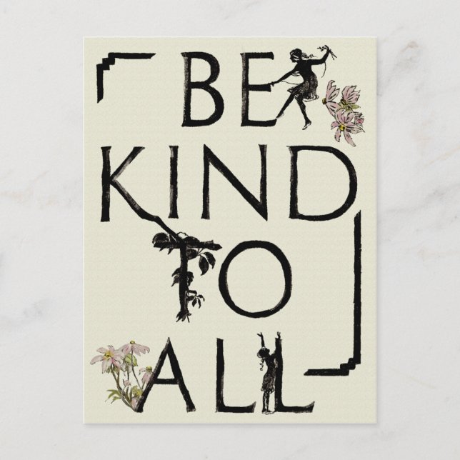 Be Kind To All Fairy Quote with Black Text Postcard (Front)