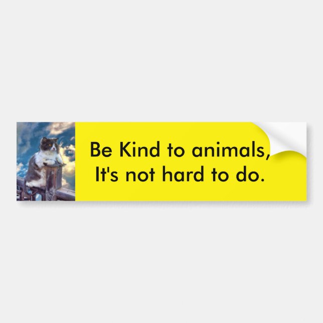 "Be Kind To Animals" Bumper Sticker (Front)