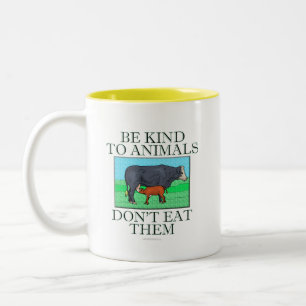 Be kind to animals. Don't eat them. (mug) Two-Tone Coffee Mug