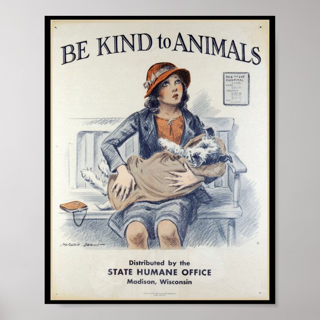 Be Kind to Animals - Vintage Poster (Front)
