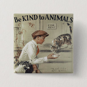 Be Kind to Animals - Vintage Poster 15 Cm Square Badge