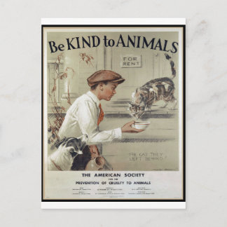 Be Kind to Animals - Vintage Poster Postcard
