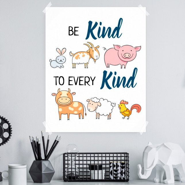 Be kind to every kind cute cartoon animals vegan poster (Creator Uploaded)