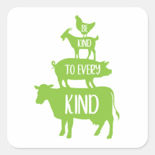 Be Kind to Every Kind Farm Animal Square Sticker