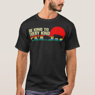 Be Kind To Every Kind Funny Vegan Vegetarian Retro T-Shirt