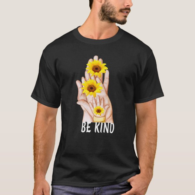 Be Kind To One Another Positive Message With Hands T-Shirt (Front)