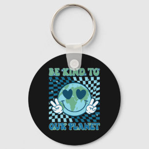Be Kind To Our Planet Earth Day Hippie Planet Anni Key Ring