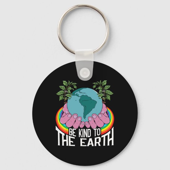 Be Kind To The Earth Rainbow Natural Environment E Key Ring (Front)
