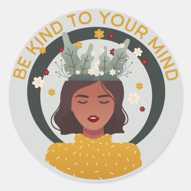 Be kind to your mind classic round sticker (Front)