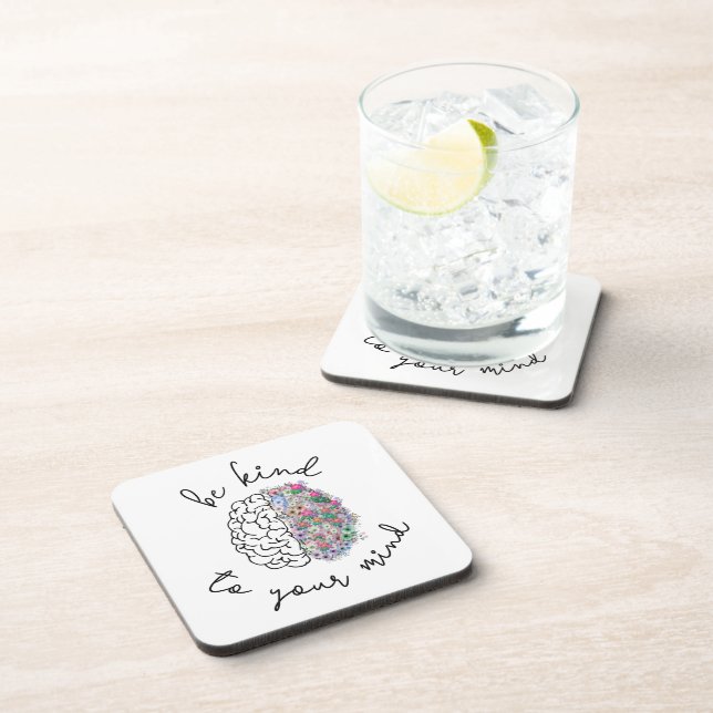 Be Kind To Your Mind Floral Brain Mental Health Coaster (Right Side)