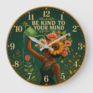 Be Kind to Your Mind Floral Large Clock