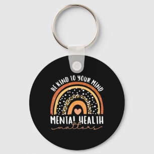 Be Kind To Your Mind Leopard Rainbow Mental Health Key Ring