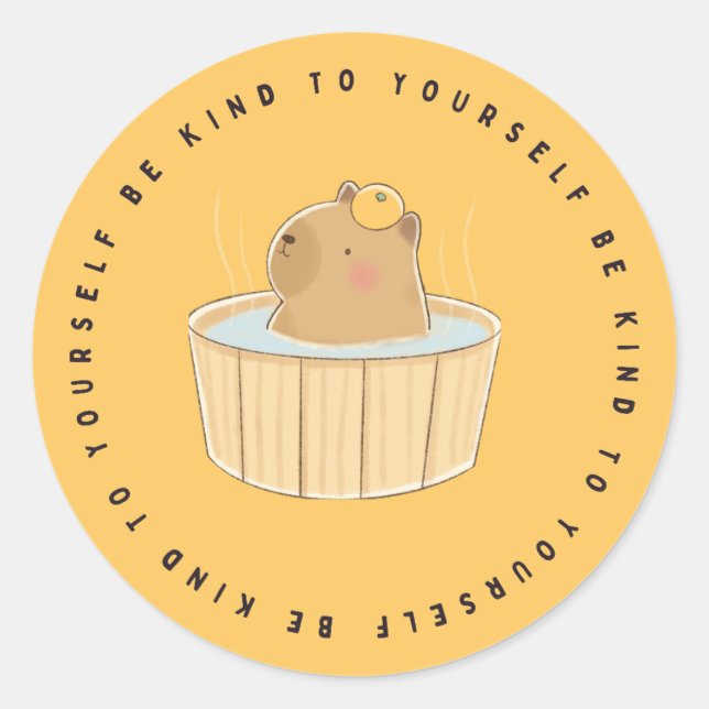 Be Kind To Yourself, Kawaii Capybara, Gift Sticker (Front)