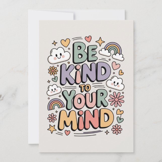 Be Kind to Yourself, Motivational, Positive Quote Invitation (Front)