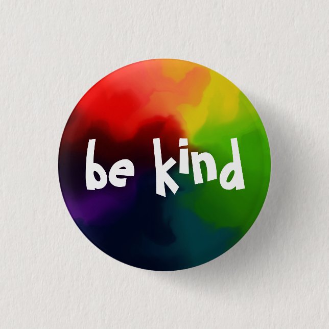  Be Kind Typography  Rainbow Nebula 3 Cm Round Badge (Front)