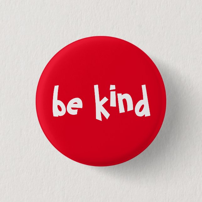 Be Kind Typography White Red 3 Cm Round Badge (Front)