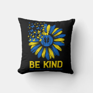 Be Kind Ukraine Stand With Ukraine Sunflower Ukrai Cushion