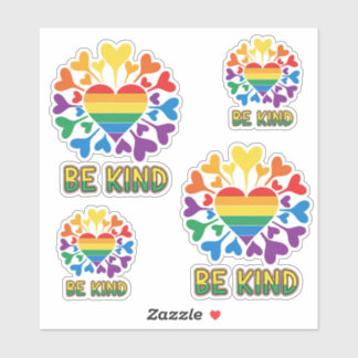 Be Kind vibrant Gay pride Flag Hearts