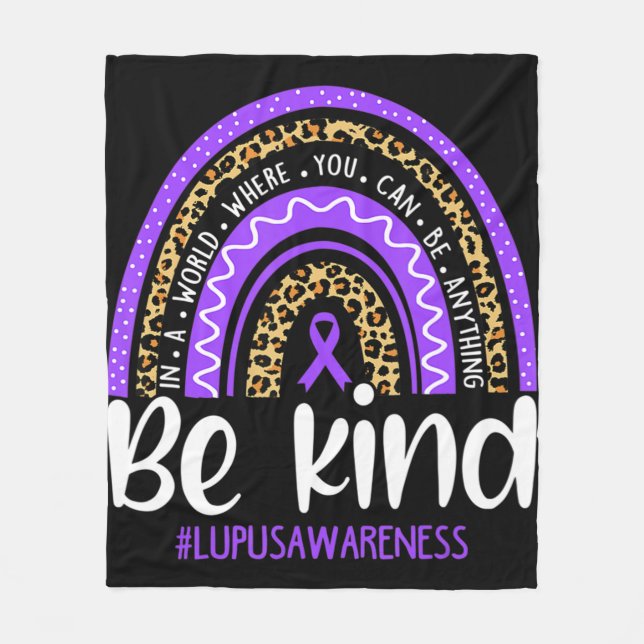 Be Kind  We Wear Purple Lupus Awareness Month Rain Fleece Blanket (Front)