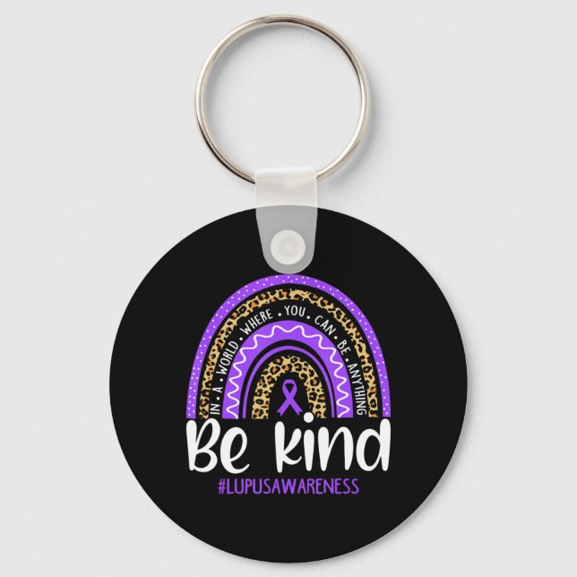 Be Kind  We Wear Purple Lupus Awareness Month Rain Key Ring (Front)