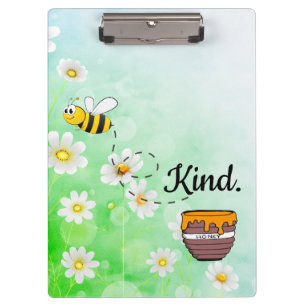 Be Kind White & Green Floral Text Beautiful Clipboard