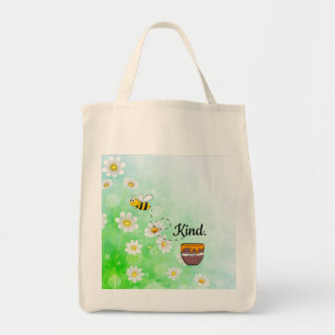 Be Kind   White & Green Floral Text Beautiful Tote Bag