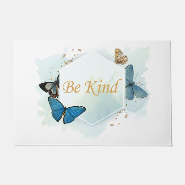 Be Kind Women’s Inspirational Butterfly Watercolor Doormat (Front)