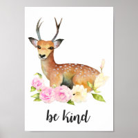 Be Kind | Woodland Deer Nursery Art
