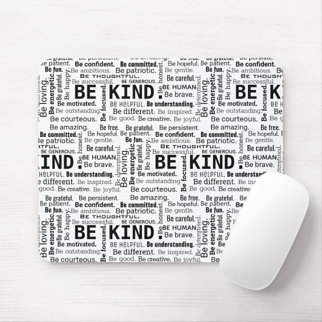 Be Kind Word Cloud inspirational Words Mouse Mat (With Mouse)