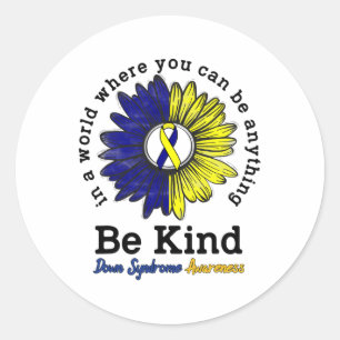 Be Kind World Down Syndrome Day Awareness Ribbon S Classic Round Sticker