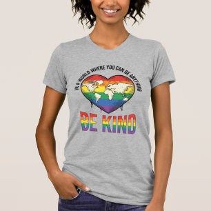Be Kind World Heart Rainbow Vector T-Shirt Design_