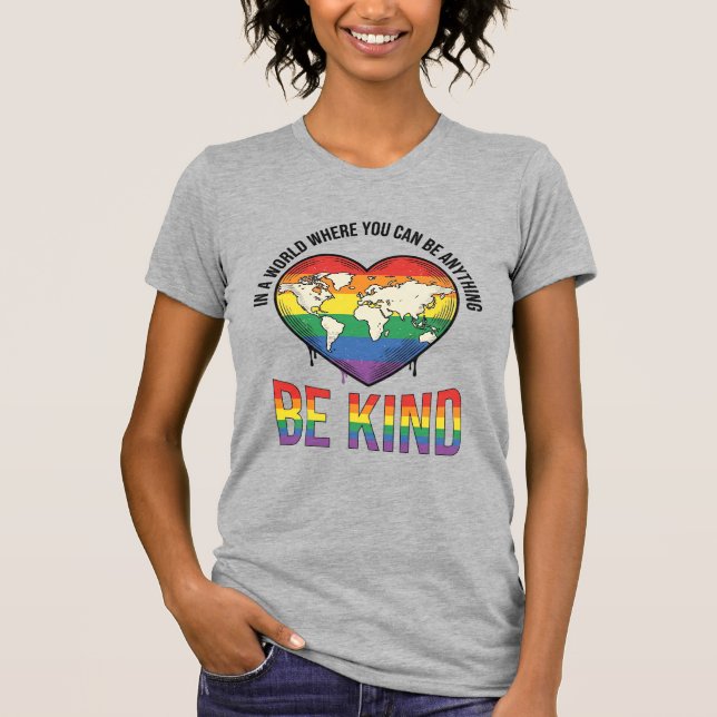 Be Kind World Heart Rainbow Vector T-Shirt Design_ (Front)