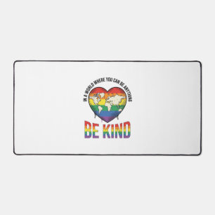 Be Kind World Heart Rainbow Vector T-Shirt Design_ Desk Mat