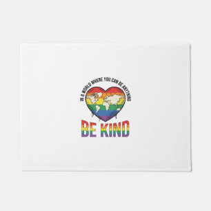 Be Kind World Heart Rainbow Vector T-Shirt Design_ Doormat