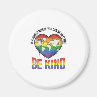 Be Kind World Heart Rainbow Vector T-Shirt Design_ Magnet