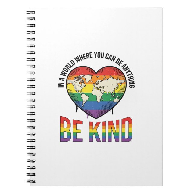Be Kind World Heart Rainbow Vector T-Shirt Design_ Notebook (Front)
