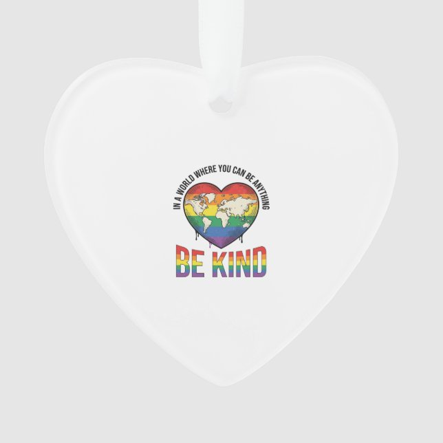 Be Kind World Heart Rainbow Vector T-Shirt Design_ Ornament (Front)