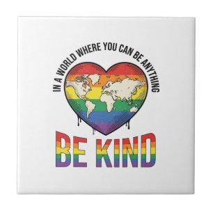 Be Kind World Heart Rainbow Vector T-Shirt Design_ Tile