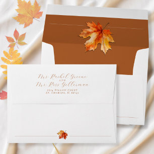 Be Leaf In Love Burnt Orange Rustic Fall Wedding Envelope