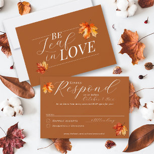 Be Leaf In Love Fall Leaves Burnt Orange Wedding RSVP Card