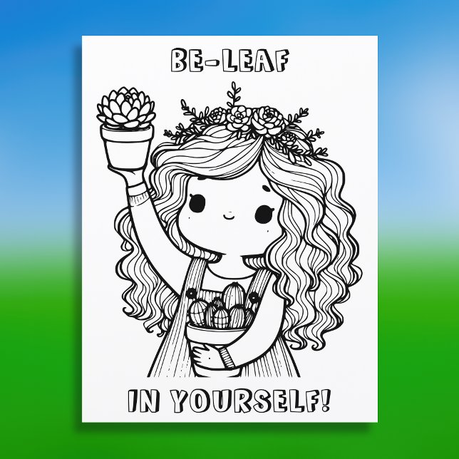Be-leaf in Yourself |  Plant Pun Colouring  (Creator Uploaded)