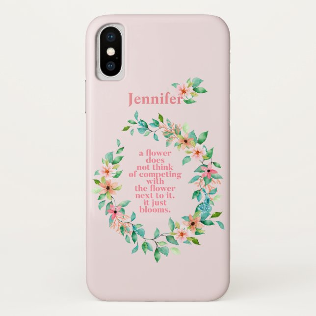 Be Like A Flower Quote Tropical Floral Wreath Case-Mate iPhone Case (Back)