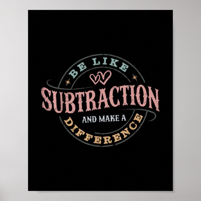 Be Like Subtraction And Make A Difference Funny Ma Poster (Front)