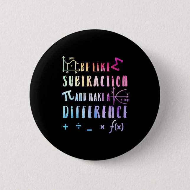 Be Like Subtraction Math Quote For Teachers Studen 6 Cm Round Badge (Front)