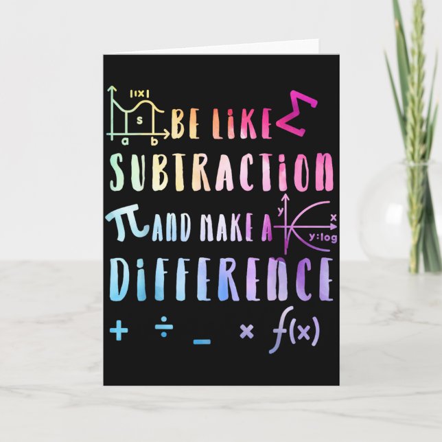 Be Like Subtraction Math Quote For Teachers Studen Card (Front)