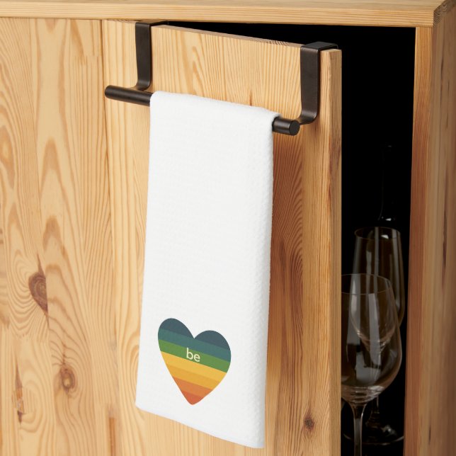 Be Love Retro Rainbow Heart  Tea Towel (Thirds Fold)
