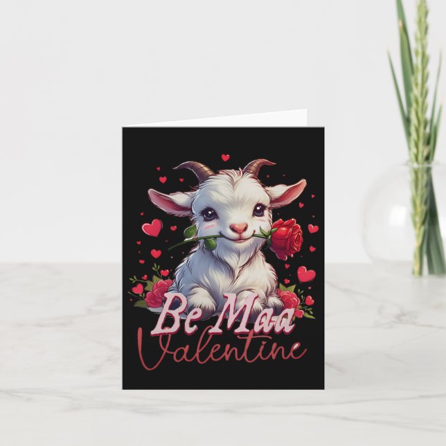 Be Maa Valentine Goat Heart Cute Goat Happy Valent Card (Front)