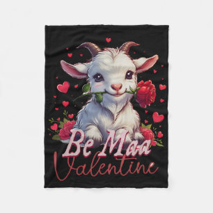 Be Maa Valentine Goat Heart Cute Goat Happy Valent Fleece Blanket